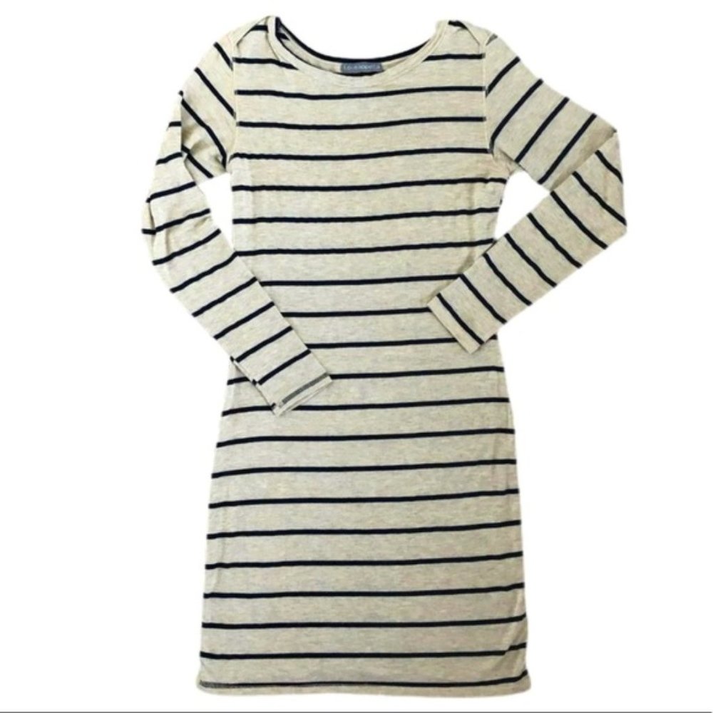Whitnee Button Neck Striped Shift Dress